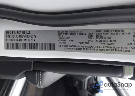 2022 Jeep Grand Cherokee L Limited 4X4 from USA, damaged, VIN 1C4RJKBG5N8545372